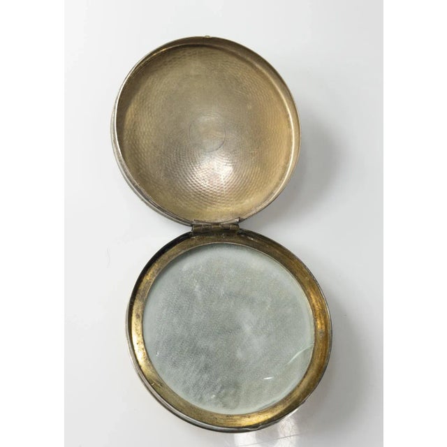 Metal Early 20th Century American Sterling Silver and Yellow Guilloche Enamel Compact For Sale - Image 7 of 9