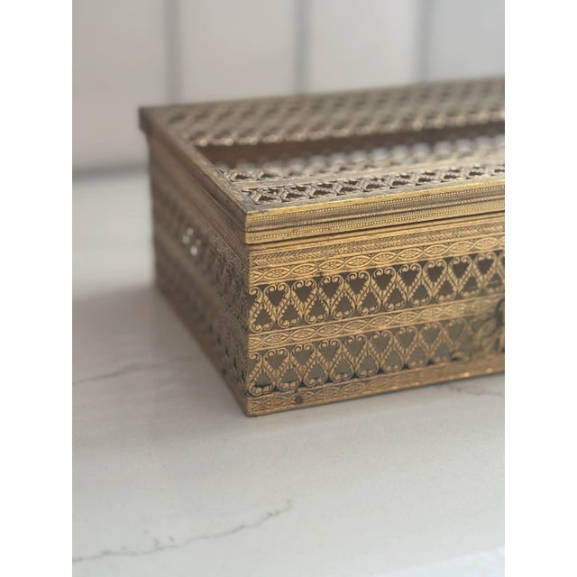 Vintage Brass French Style Tissue Box Holder For Sale - Image 9 of 11