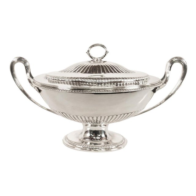 Antique George III Sterling Silver Soup Tureen Cover Benjamin Laver London 1787 For Sale - Image 4 of 18