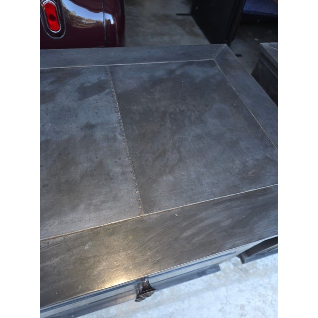 Dark Gray Metal Clad Bedside Tables Night Stands For Sale - Image 8 of 8