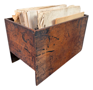 Japanese Wooden Filing Box with Calligraphy, 1920s-1950s