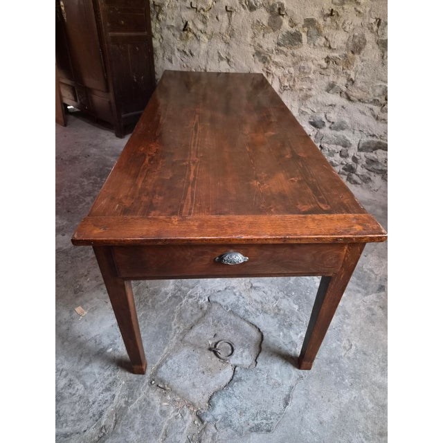 Antique French Farmhouse Dining Table with Two Drawers in Oak & Pine, 1880s For Sale - Image 6 of 18
