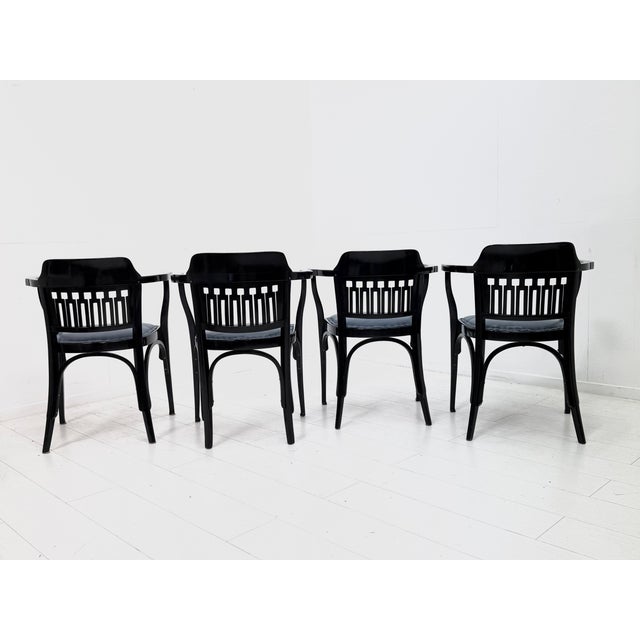 Antique Vienna Secession No. 714 Armchairs by Gustav Siegel for Jacob & Josef Kohn, 1890s, Set of 4 For Sale - Image 3 of 18