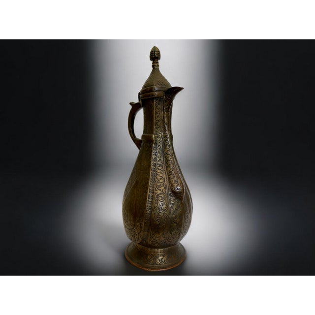 Goldenrod Antique Islamic Teapot in Brass Bukhara, 1900s For Sale - Image 8 of 14