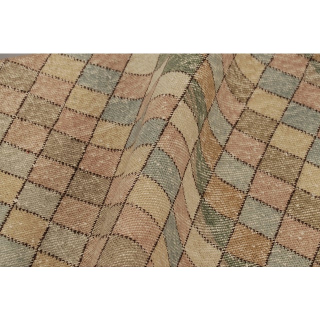 Textile Vintage Turkish Runner, Brown With Multicolor Geometric Design - Rug & Kilim For Sale - Image 7 of 8