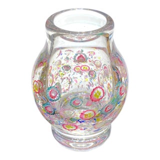 Rare Charles Graffart for Val Saint Lambert Millefiori Art Crystal Glass Vase, Signed 1950 For Sale