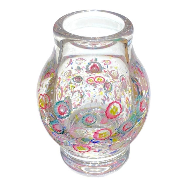 Rare Charles Graffart for Val Saint Lambert Millefiori Art Crystal Glass Vase, Signed 1950 For Sale