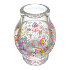 Rare Charles Graffart for Val Saint Lambert Millefiori Art Crystal Glass Vase, Signed 1950