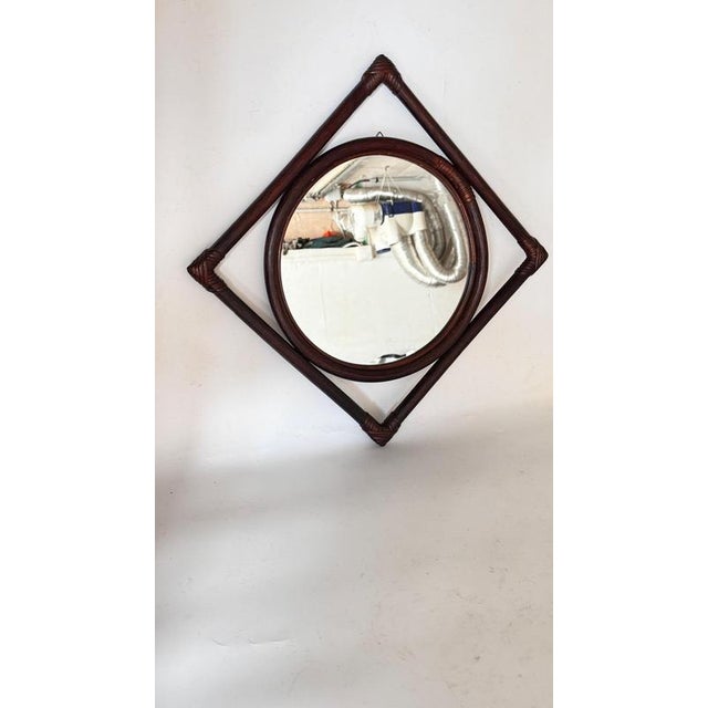 Vintage French Rattan Mirror, 1960s For Sale - Image 4 of 12