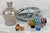 Metal Mid-Century Glass Cherry Blossom Liquor Decanter Serving Set & Etched Shot Glass For Sale - Image 7 of 10