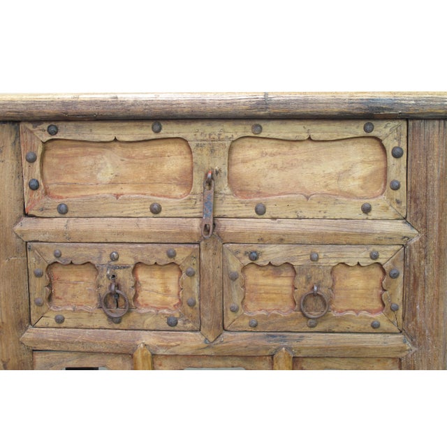 Antique Chinese Natural Wood Sideboard With Iron Hardware For Sale - Image 11 of 12