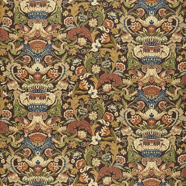 Schumacher Egerton Tapestry Print Fabric in Umber For Sale