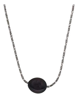 Dark Gray Tahitian Pearl Slide 18k White Gold Necklace