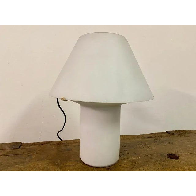Italian White Glass Table Lamp, 1970s For Sale - Image 3 of 10