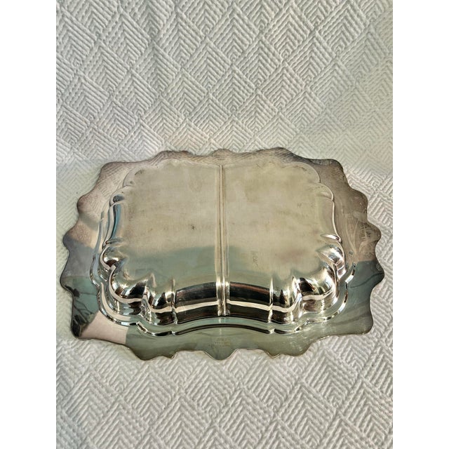 Silver Vintage Sheffield Rococo Silver Plate Over Copper Divided Serving Dish For Sale - Image 8 of 9