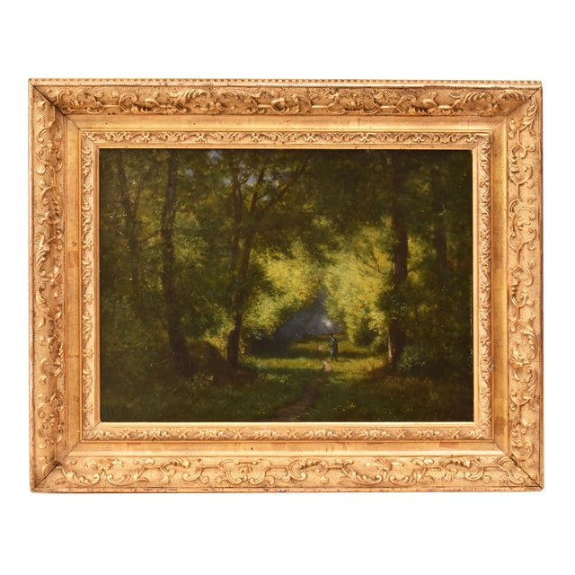 Louis-Hector Pron, Woodland Landscape, 1800s, Oil on Panel, Framed For Sale - Image 9 of 9