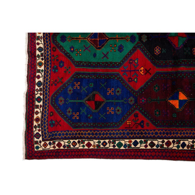 Tribal 1960s Handmade Bidjar Persian Wool Rug With Multicolor Design For Sale - Image 3 of 7