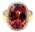 18.75 Carat Cushion Cut Pink Tourmaline & Diamond Halo Set 18k Yellow Gold Ring, Size 8 For Sale