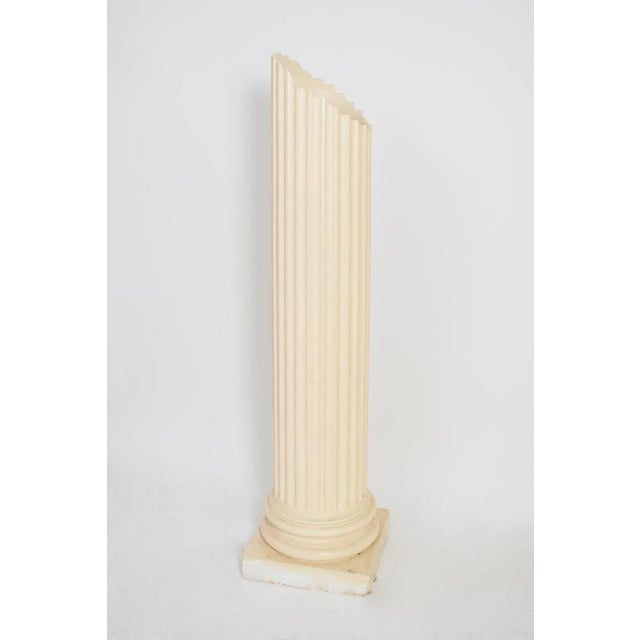 Antique style plaster column floor lamp, 1970s. Plaster floor lamp, column light, truncated at the top and resting on a...