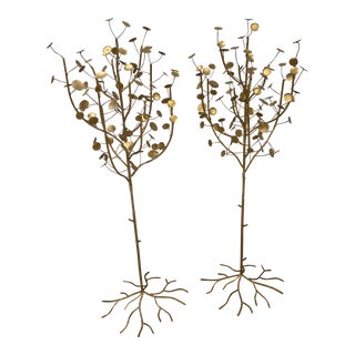 Pair of Vintage Curtis Jere Style Metal "Raindrops" Sculptures For Sale