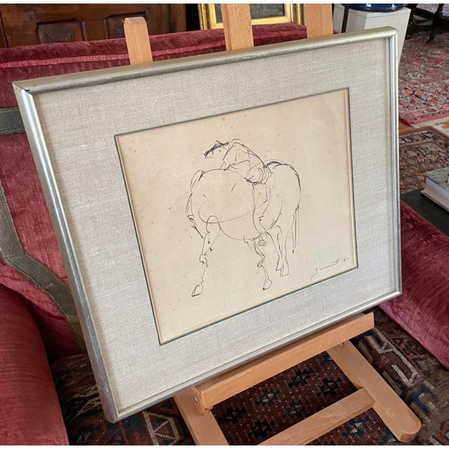 1961 Surrealist Style Abstract Graphite Drawing of a Horse by Walter Quirt, Framed For Sale In Minneapolis - Image 6 of 9