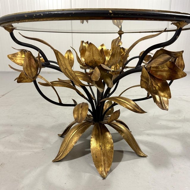 Mid-Century Modern Vintage Gilded Metal and Glass Side Table by Hans Kögl, 1960s For Sale - Image 3 of 18