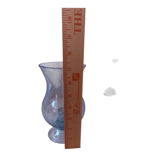 Blue Mid Century French Biot Pale Blue Bubble Glass Hurricane Candle Holder / Photophore For Sale - Image 8 of 8