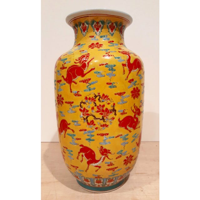 Late 19th Century Chinese Porcelain Famille Rose Qilin Vase For Sale - Image 4 of 8
