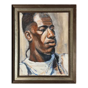 Vintage Expressionist Portrait of Black Man by William Wendt, Signed (Oil on Canvas)