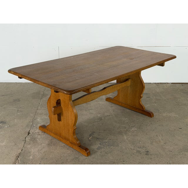 Danish Oak Extension Trestle Dining Table in the manner of Henning Kjærnulf For Sale - Image 4 of 14