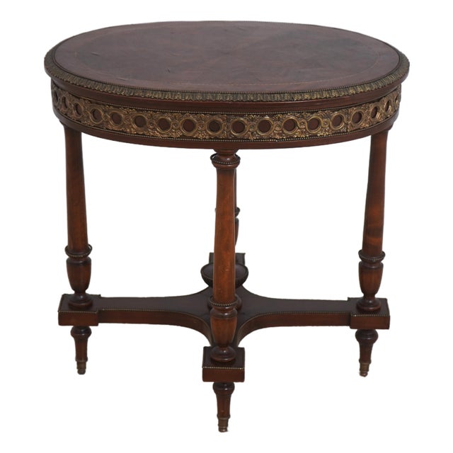 Vintage Louis XVI Mahogany Marquetry Inlaid End Table For Sale