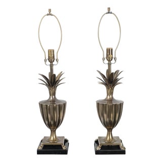 Pair of brass pineapple table lamps by Frederick Cooper For Sale