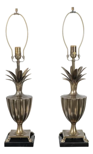 Pair of brass pineapple table lamps by Frederick Cooper