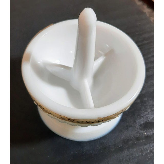 Fenton Milk Glass Owl Decision Maker Fortune Spinner Ring Holder. For Sale - Image 11 of 12