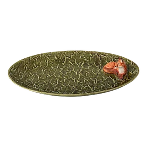 Bordallo Pinheiro Gudrun by Claudia Schiffer Oval Leaf Platter with Fox