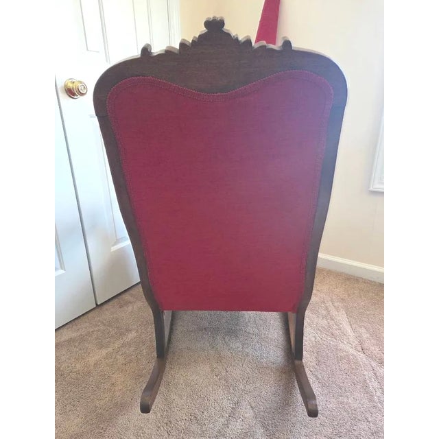 Red Antique Gooseneck Rocker With Footstool For Sale - Image 8 of 18