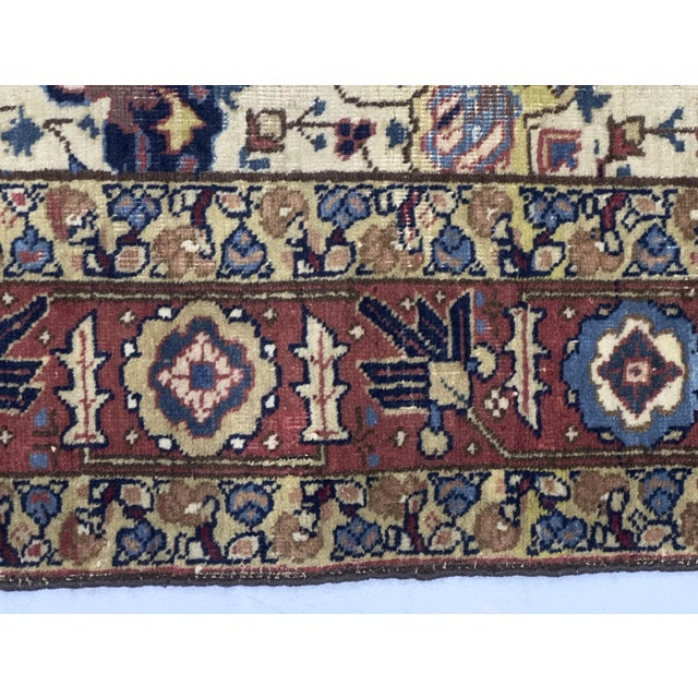 Persian Antique Persian Tabriz Signed Rug 4'4" X 4’10” For Sale - Image 3 of 11
