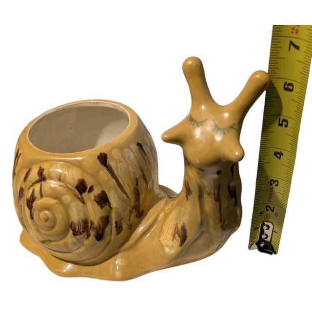 Ceramic Vintage MCM Ceramic Snail Planter 1979 Kitschy Cottagecore Boho Succulent Pot For Sale - Image 7 of 7