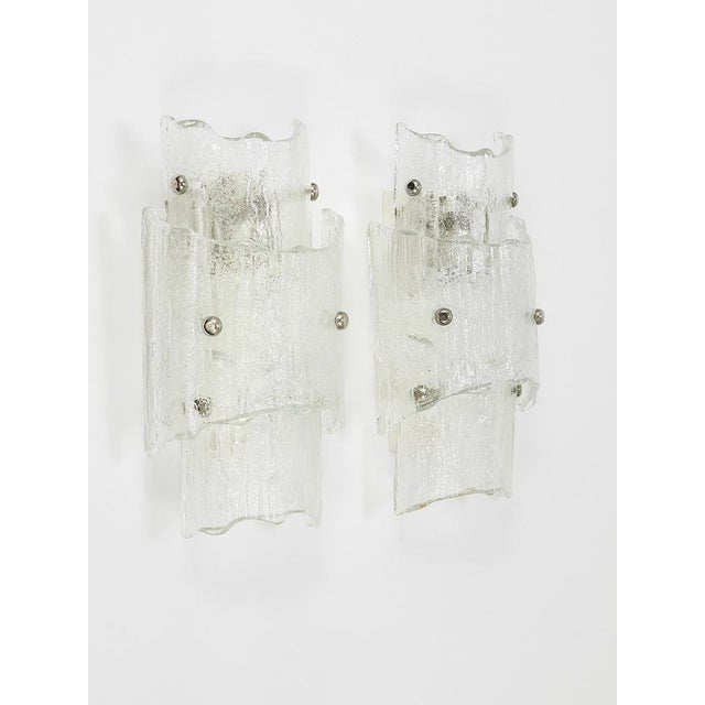 1960s Mid-Century Frosted Ice Glass Sconces by J. T. Kalmar for Kalmar, 1960s For Sale - Image 5 of 18