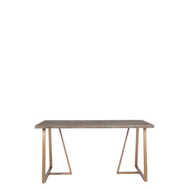 Contemporary Robbie Wood With Gold Metal Legs Desk Chairish