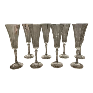 Early 21st Century Crystal Champagne Flutes- Set of 8
