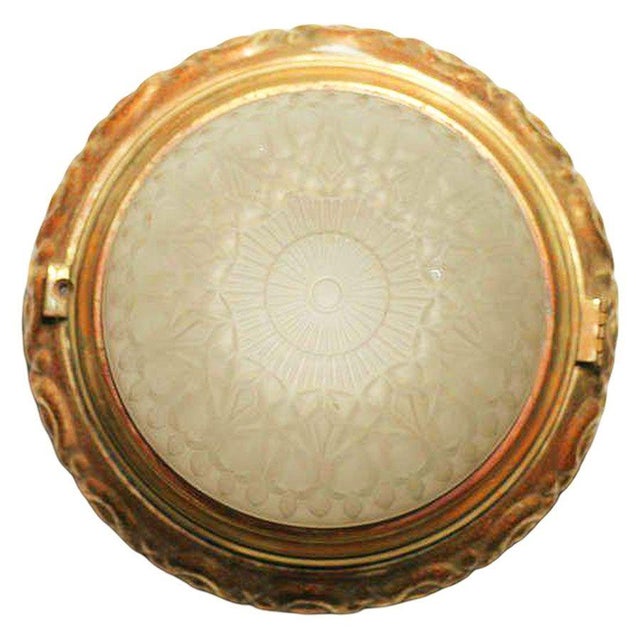 1930s Empire Style Bronze Dome Ceiling or Wall Light Fixtures, Pair For Sale - Image 4 of 7