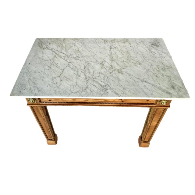 Early 19th Century Swedish Marble Top Pine Console Table With Bronze Mounts For Sale - Image 5 of 17