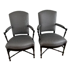 Pair of 1930s French Provincial Upholstered Armchairs