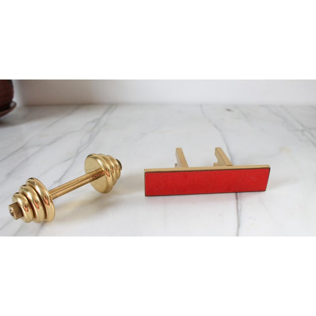 Metal Vintage Brass Dumbbell Paperweight For Sale - Image 7 of 8