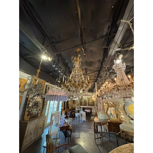 19th Century French Gilt Bronze and Crystal Chandelier For Sale - Image 4 of 10
