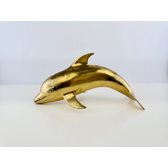 Vintage Mid-Century Brass Dolphin Sculpture For Sale In Little Rock - Image 6 of 9