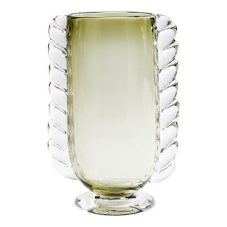 Vintage Braided Glass Vase - Green For Sale