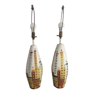 1960s Bitossi CityScape Lamps - a Pair For Sale