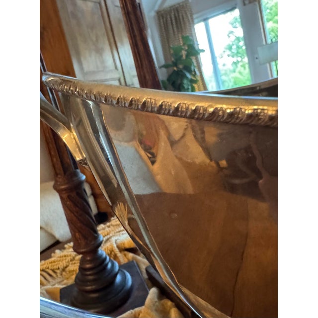 Hollywood Regency Global Views Large Heavy Decorative Silver Tone Pedestal Bowl Luxury Centerpiece For Sale - Image 3 of 6